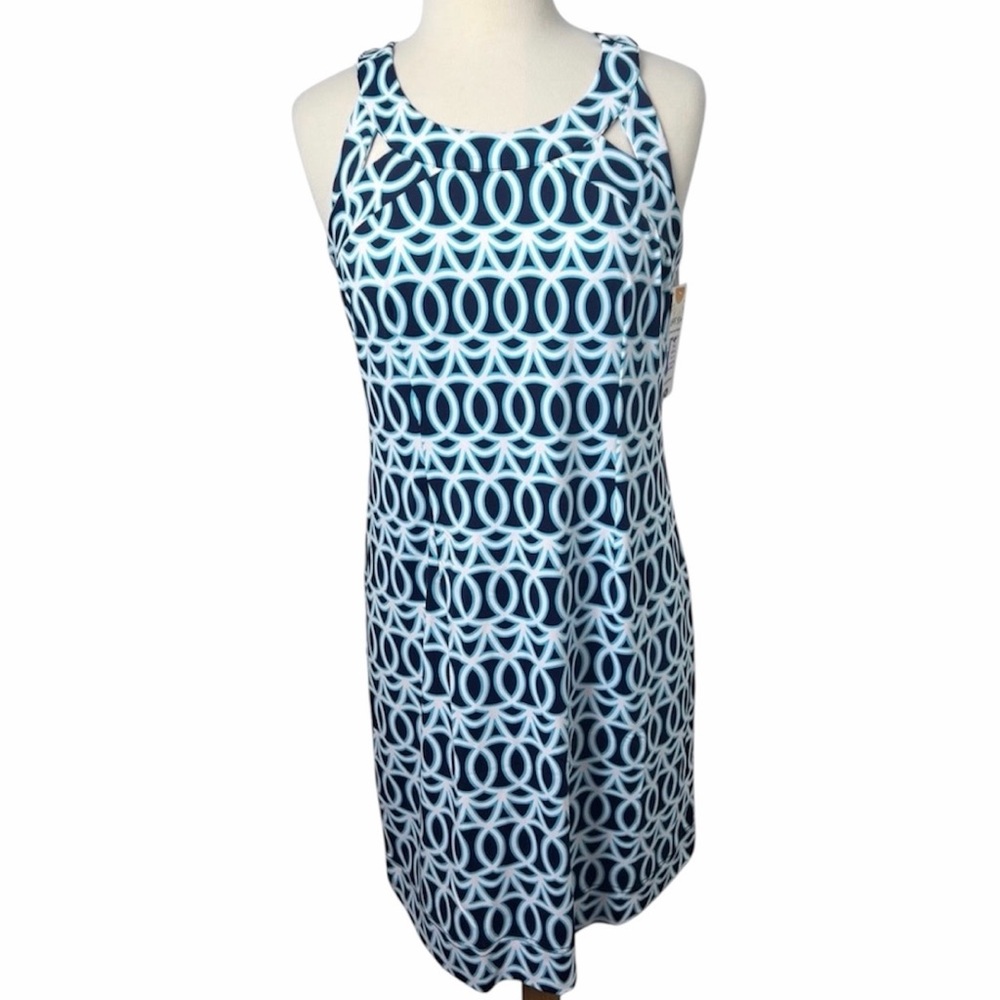 Lulu-B Navy & Light Blue Geometric Tank Dress